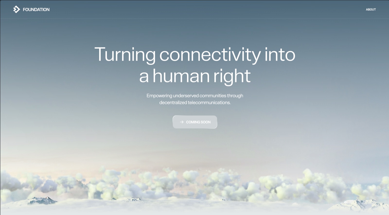 Karrier Foundation landing-page hero showing the Turning connectivity into a human right message and the calmer editorial visual direction.